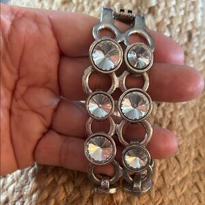 Silver Crystal Bracelet with a clasp nice and heavy feel.Great for the holidays